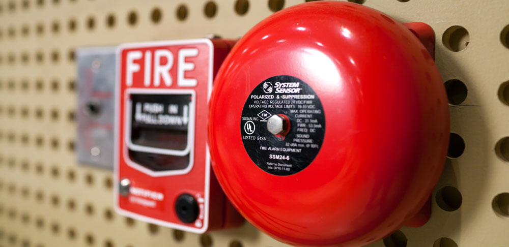 Fire, fire bell, fire ringing bell placed on the wall, fire ring for to aware the office,